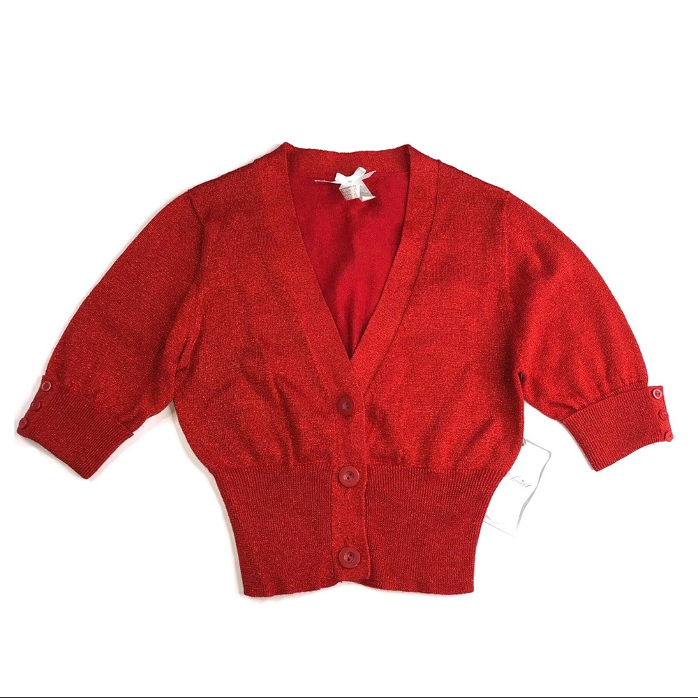 RED CROP CARDIGAN
